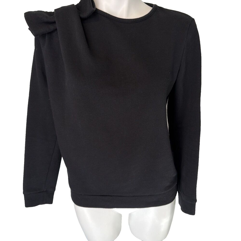 Parisian Chic Feminine Preppy Claudie Pierlot Tobogan Sweatshirt  Bow Accent M